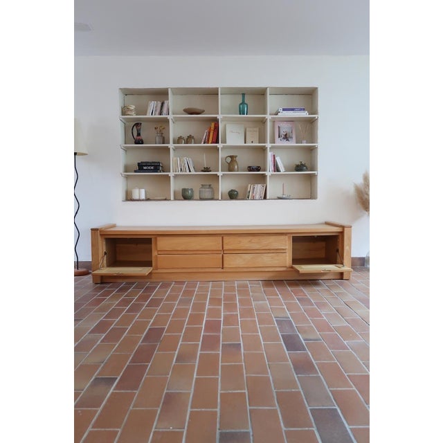 Long Low Sideboard Bench in Elm by Camif, France, 1970s For Sale - Image 10 of 18