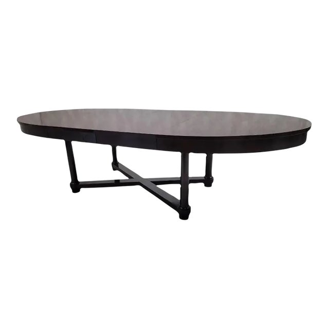 Vintage Art Deco Barbara Barry Oval Mahogany 2 Leaf Extension Dining Table For Sale