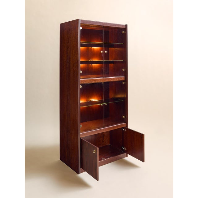 Mid-Century Modern The Vintage Belgian Rosewood and Glass Display Cabinet For Sale - Image 3 of 7