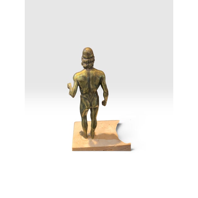 1980s Vintage Italian Bronzi Di Riace Bronze Warrior Sculptures on Marble Base For Sale - Image 5 of 7