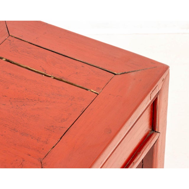 Early 20th Century Chinese Red Lacquer Side Table For Sale - Image 5 of 6