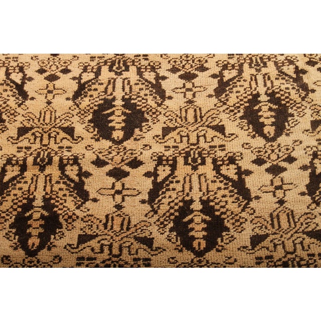 Rug & Kilim Antique Agra Geometric Beige Brown Wool Rug 12681 For Sale - Image 4 of 5