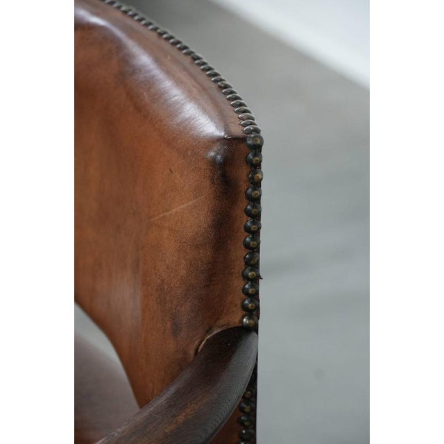 Antique Desk Armchair in Sheepskin Leather, 1800s For Sale - Image 13 of 16