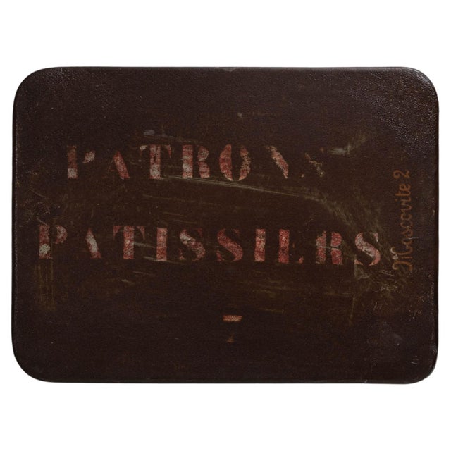 Brown 1920s French Patron Pâtissiers Metal Bakery Sign For Sale - Image 8 of 18