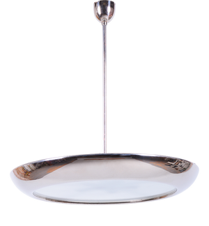 Bauhaus Pendant in Chrome and Glass by J. Hurka for Napako, Czech, 1920s