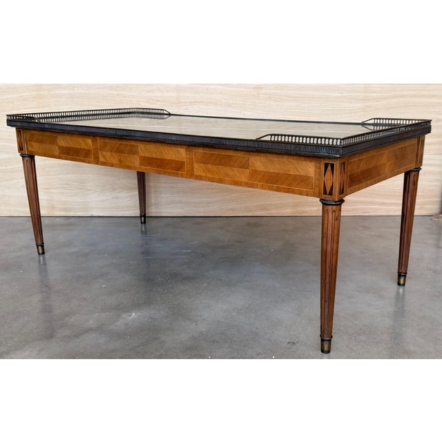 Early 20th Rectangular Bouillotte Table with Fluted Legs and Drawers For Sale - Image 10 of 18