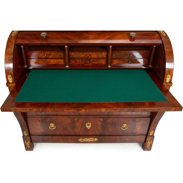 French Restauration Antique Mahogany Cylinder Roll-Top Desk Circa 1830 For Sale - Image 17 of 18