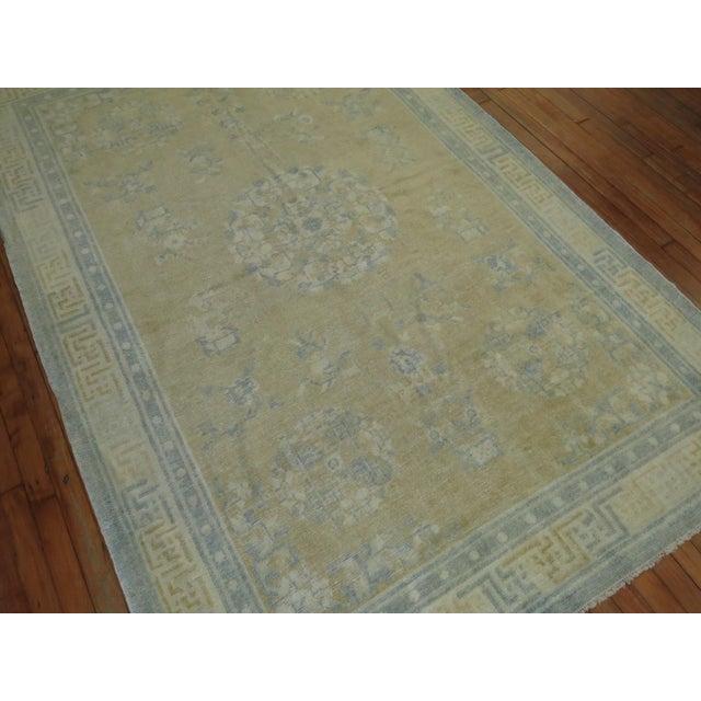 Early 20th Century Champagne Mustard Soft Blue Chinese Rug - 5'3" x 8'1" For Sale - Image 14 of 18