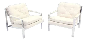 Chrome Lounge Chairs With New Upholstery - A Pair