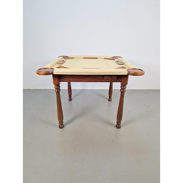 Game Table in Walnut and Leather from Valenti, Spain, 1970s For Sale - Image 4 of 18