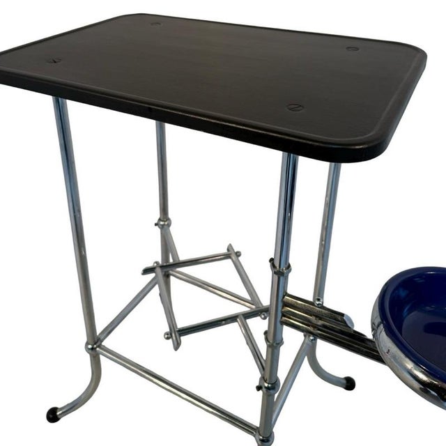 Black Bauhaus Art Deco Smoking Table with Tubular Chromed Frame and Built-In Ashtray, Germany, 1935 For Sale - Image 8 of 10