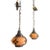 Pair of Antique Revival Hanging Pendant Lights With Marbled Glass Shades For Sale