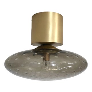 21st Century Satin Brass and Smoky Bubbles Uno Flush Mount by Fabio LTD For Sale