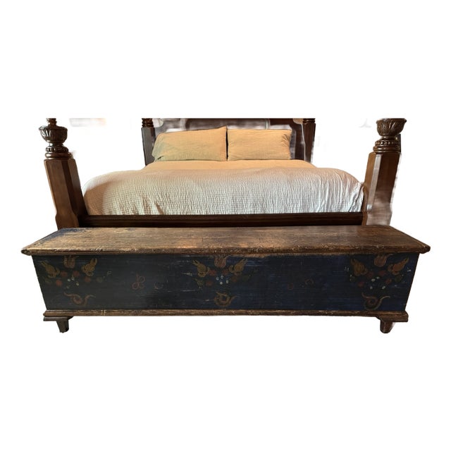 Antique Eastern European Floral Painted Pine Wood Marriage Chest/Marriage Box (Dated 1869) For Sale
