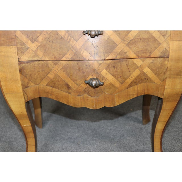 Pair of Italian Bombe Parquetry 3 Drawer Nightstands For Sale - Image 11 of 14