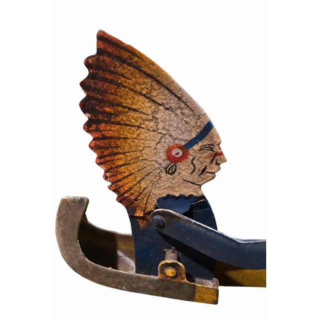 Early 20th C Native American Canoe Whirligig – Americana Folk Art Kinetic Sculpture, Weather Vane Style For Sale - Image 4 of 5