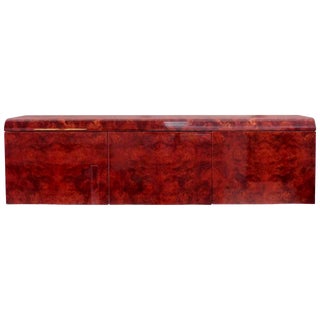 1960s Mid-Century Modern Leon Rosen Pace Hanging Burlwood Credenza For Sale