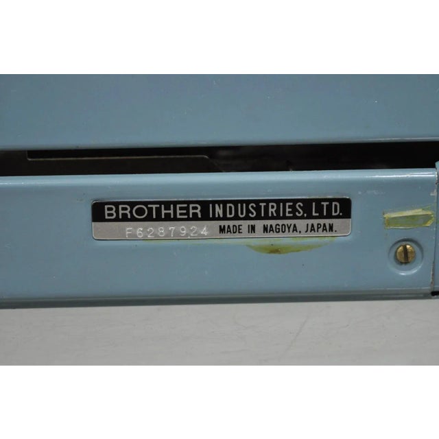Vintage Brother Webster Xl-747 Portable Typewriter Baby Blue With Metal Case For Sale - Image 10 of 12