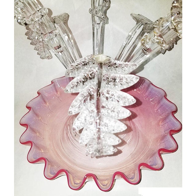 Metal Late 19th Century French Blown Glass Epergne Vase For Sale - Image 7 of 8