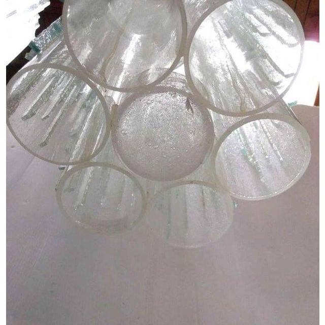 Poliarte Vintage Pendant W/ Frosted Murano Glass Tubes Designed by Poliarte For Sale - Image 4 of 6