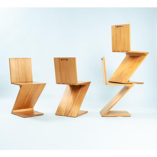 Modernist De Stijl Zig Zag Ashwood Chairs by Gerrit Rietveld, 1930s, Set of 4 For Sale - Image 12 of 18