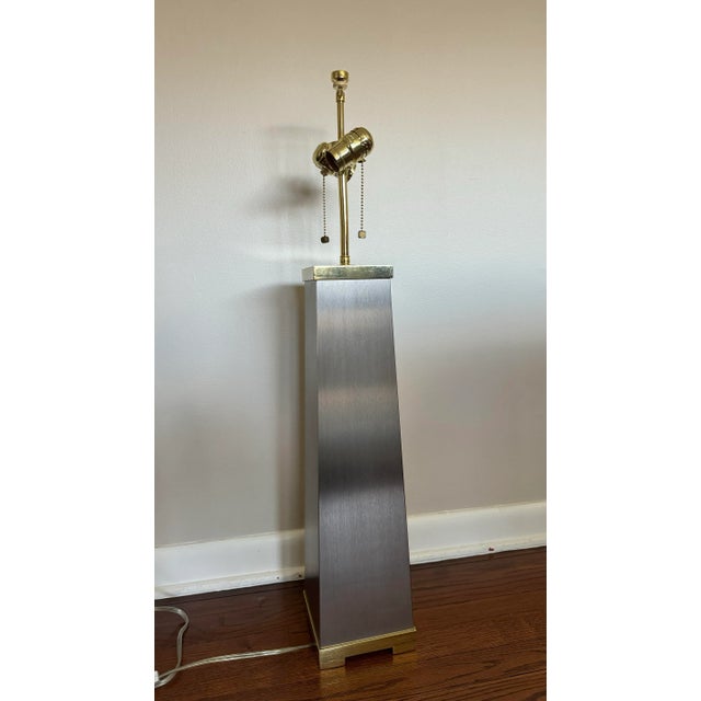 Mid-Century Modern J Robert Scott Lithic Steel & Brass Table Lamp Sally Sirkin Lewis For Sale - Image 3 of 9