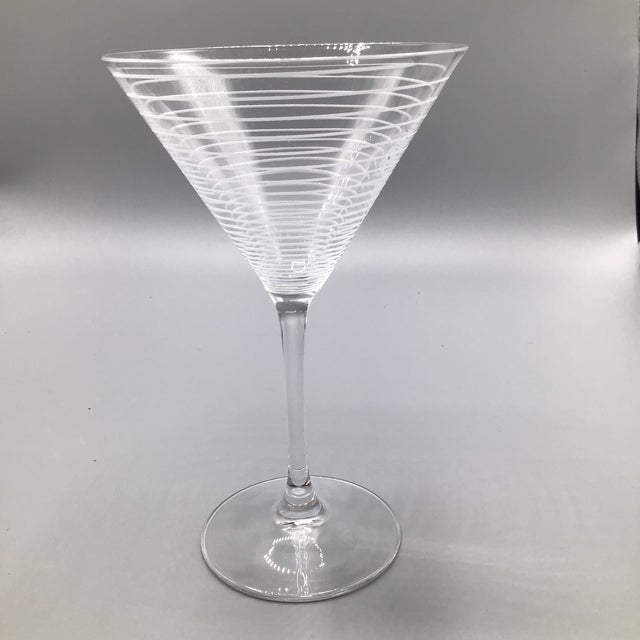 Set of 4 vintage matching circle etched Mikasa Martini glasses. These are a well produced quality Martin glass by Mikasa
