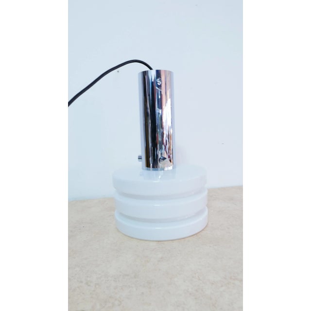 German Opal Glass Chrome Pendant Lamp from Glashütte Limburg, 1970s For Sale - Image 4 of 9