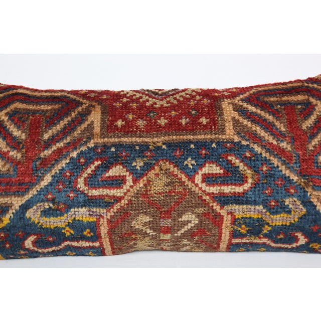 Antique Tribal Turkish Blue Tones Sofa Rug Pillow Cover -14'' X 31'' For Sale In Tampa - Image 6 of 8