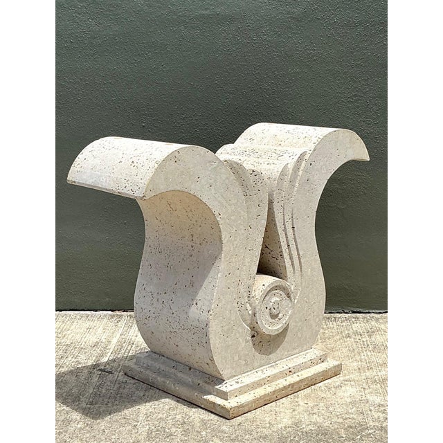 Cream Vintage Deco Coquina Console Table Pedestal For Sale - Image 8 of 15