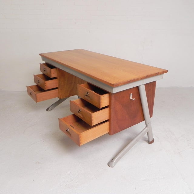 Industrial Desk with Drawer Units, Belgium, 1960s For Sale - Image 10 of 18