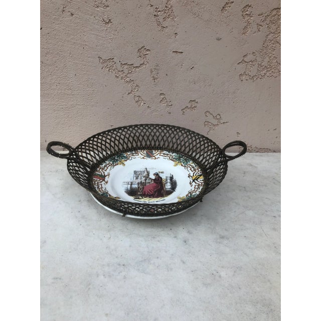 19th Century French Majolica Wire Basket Sarreguemines For Sale In Austin - Image 6 of 7