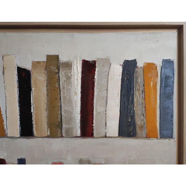 Beige Layers of History, Abstract Library, Geometric Art, Framed by Sophie Dumont For Sale - Image 8 of 11
