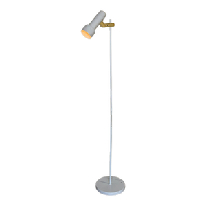 1970s Mid-Century Modern White Metal Floor Lamp With Adjustable Shade