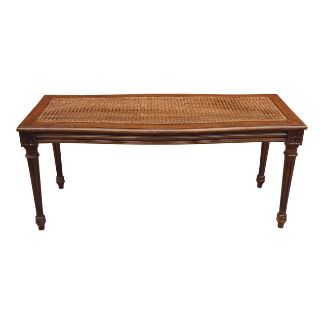Mid 20th Century Provincial Mahogany With Cane and Glass Top Cocktail Table For Sale