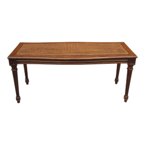 Mid 20th Century Provincial Mahogany With Cane and Glass Top Cocktail Table