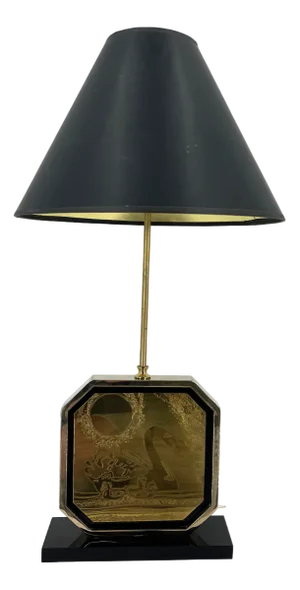 Brass Etched Table Lamp by Georges Mathias, 1970s