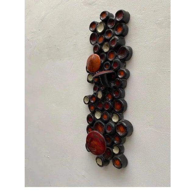 Black Abstract Ceramic Wall Sculpture from Perignem, Belgium For Sale - Image 8 of 15