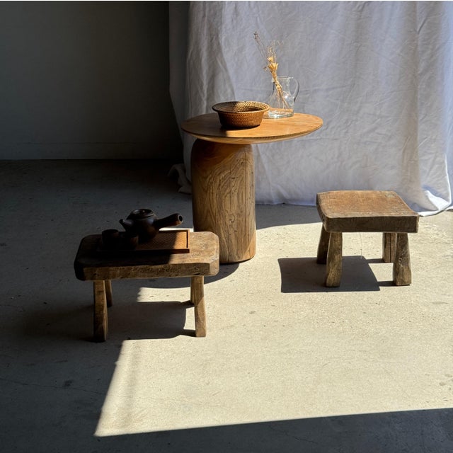 Brutalist Small Stool in Teak For Sale - Image 3 of 18