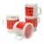 Vintage Anchor Hocking "Fire King" White Glass Mugs With Red Checkered Cloth Motif - Set of 4 For Sale