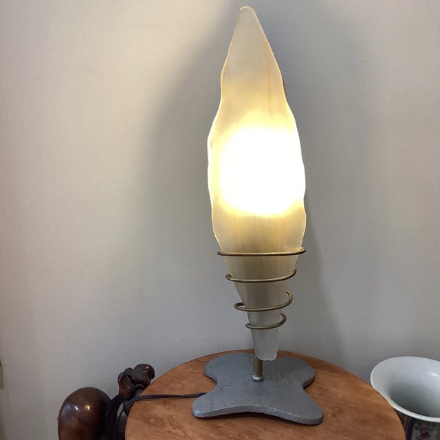 Vintage Large Sculptural Table Lamp With Modern Shape and Metal Base For Sale - Image 11 of 12