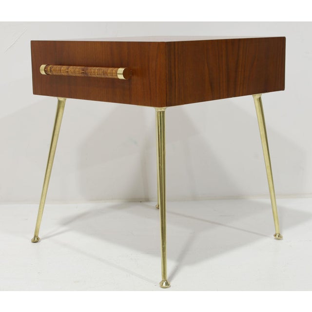 Robsjohn-Gibbings for Widdicomb Side Table in Walnut, Brass and Cane, 1950s For Sale In Dallas - Image 6 of 9