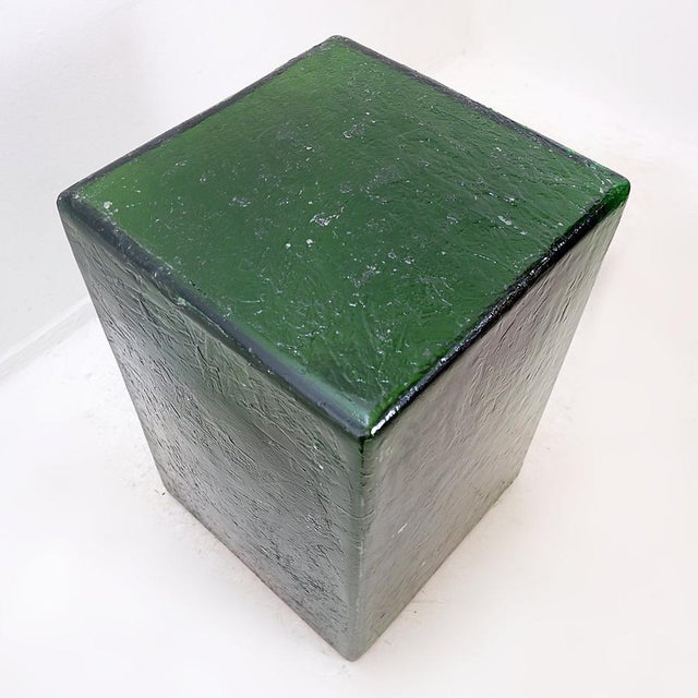 Contemporary Translucent Bottle Green Acrylic Pedestal For Sale - Image 3 of 12