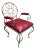Ornate Wrought Iron Armchair in Oxblood Red Vinyl For Sale