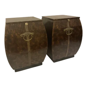 1960s John Whitticomb Faux Tortoiseshell Wood Nightstands - a Pair