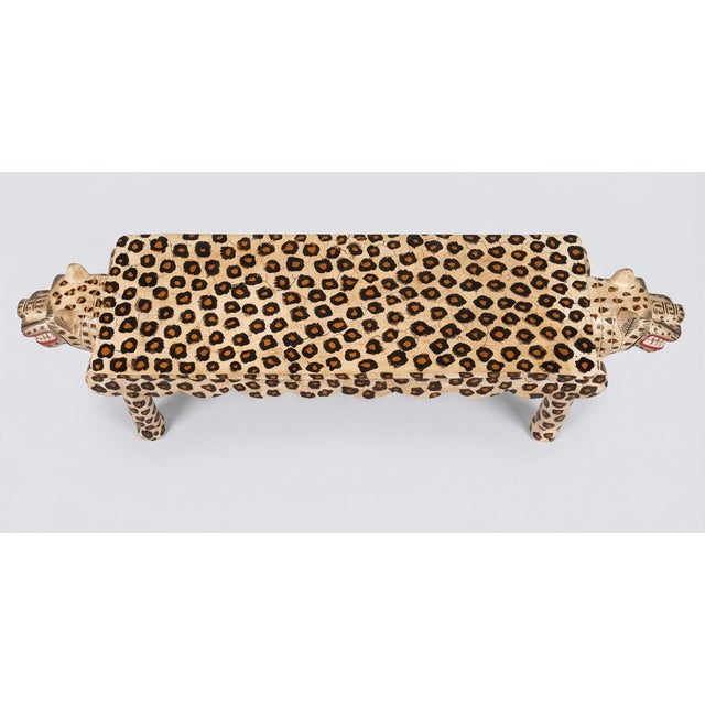 1990s Hand Carved Wooden Leopard Console Table: Tribal Folk Art Deco For Sale - Image 6 of 7