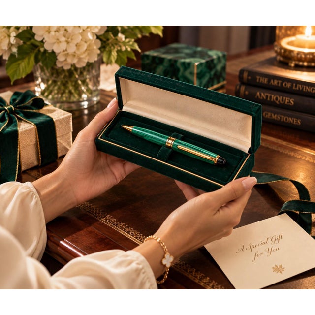 Malachite Ballpoint Pen Gemstone Writing Instrument Usa Made For Sale - Image 9 of 10