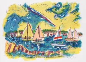 Wayne Ensrud, Afternoon Sails, Lithograph