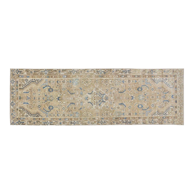 Vintage Turkish Anatolian Hand Knotted Wool Rug, 3'x9'7'' For Sale