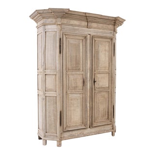 19th Century Belgian Bleached Oak Armoire For Sale